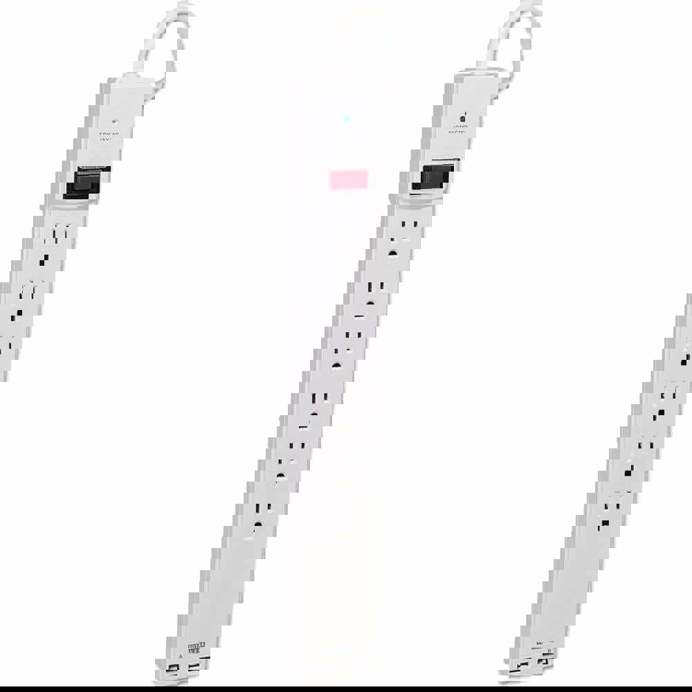 SURGE,6-OUTLET,2USB,WH